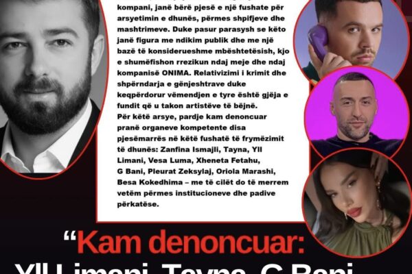  SKANDAL NË ESTRADË! Pronarët e Onima denoncojnë disa artistë të njohur – mes tyre Yll Limani, Tayna, G Bani dhe Xheneta Fetahu